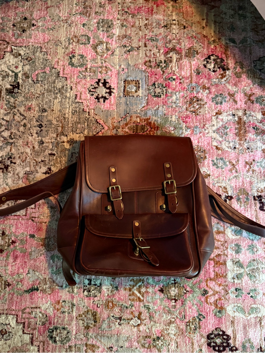 J. W. Hulme Brown Leather Backpack Bag